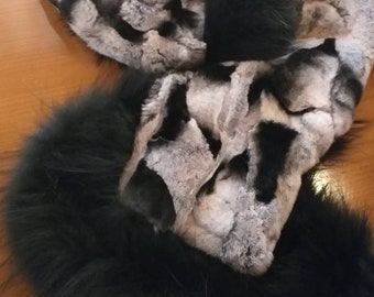 REX And FOX SCARF!Brand New Real Natural Genuine Fur!