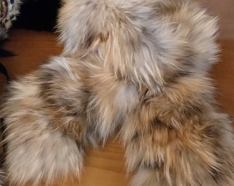 New!!!Natural Real Golden Brown Raccoon Fur collar-scarf!