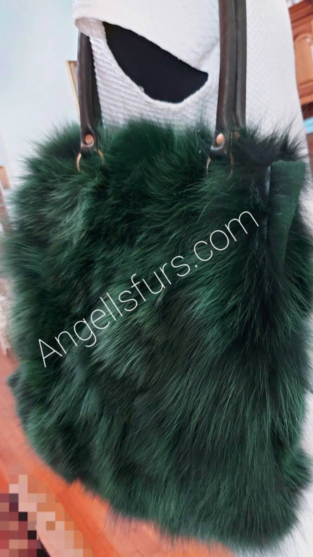 バッグ 70s vintage faux fur leather boston bag GREEN COLOR FOX Bag!brand New Real Natural Genuine Fur! - Etsy