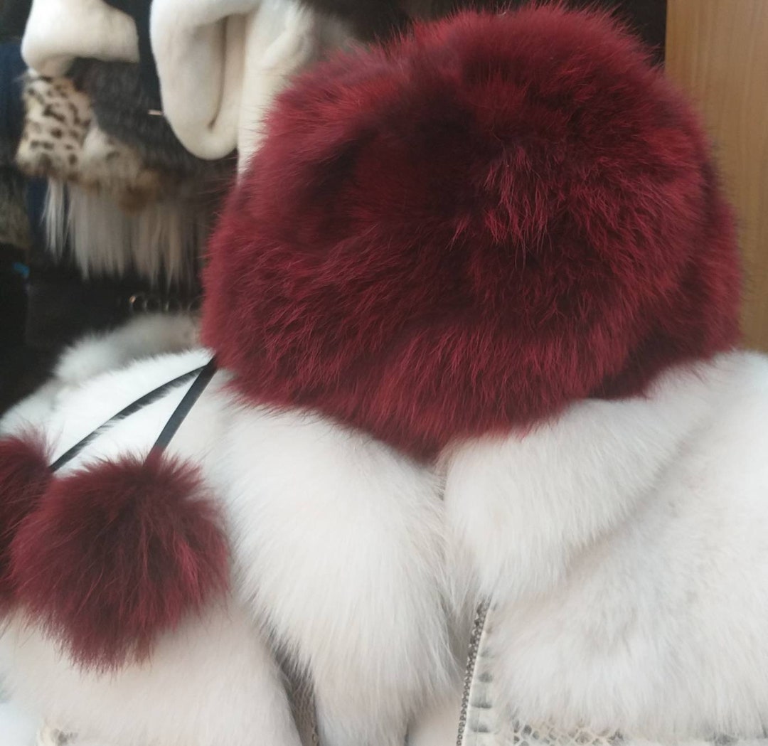 BORDEAUX FOX Fur Hatbrand New Real Natural Genuine Fur - Etsy