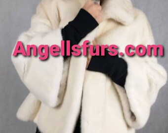 New Natural Real ONE SIZE Amazing PEARL color Fullskin Mink Fur!