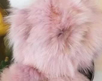 PINK FOX BEANIE Hat!Order Any color!Brand New Real Natural Genuine Fur!