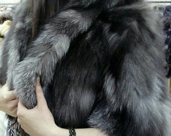 Silver FOX FUR Bolero!Brand New Real Natural Genuine Fur