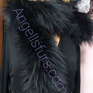 EXTRA LONG BLACK Fox Scarf!Brand New Real Natural Genuine Fur!