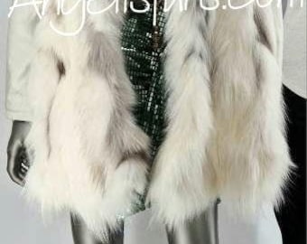 FOX and LEATHER jacket!Brand New Real Natural Genuine Fur!