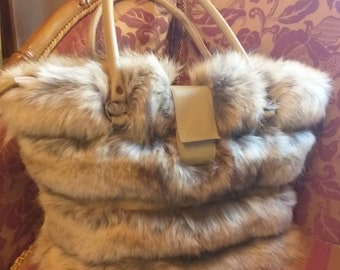 COYOTE FUR and Leather Shoulder BAG!Brand New Real Natural Genuine Fur!