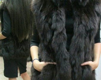 BROWN FOX VEST!Order Any color!Brand New Real Natural Genuine Fur!