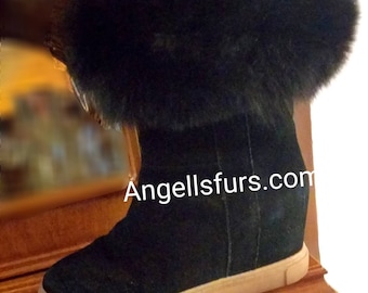Just in! New Real BLACK FOX fur Cuffs for wrapping your Sleeves, LegS or your BOOTS! Order Any color!