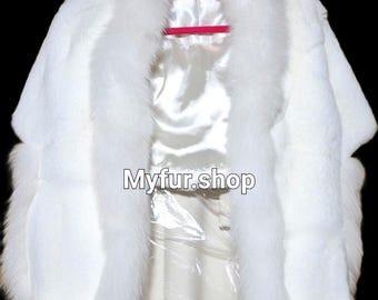 REX FUR ETOL with Fox trims!Order Any color!Brand New Real Natural Genuine Fur!