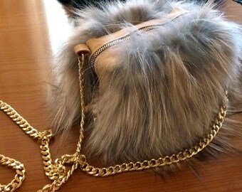 New!Natural,Real Nature's  colors Fox FUR small BAG!