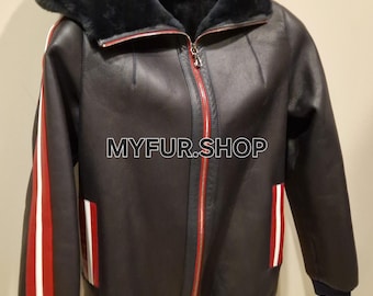 MEN'S SHEEPSKIN BOMBER jacket!Brand New Real Natural Genuine Fur and Leather!