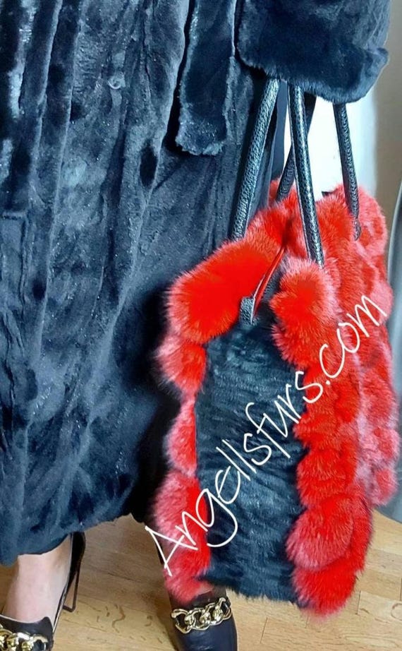 RED COLOR FOX Bag!brand New Real Natural Genuine Fur! - Etsy