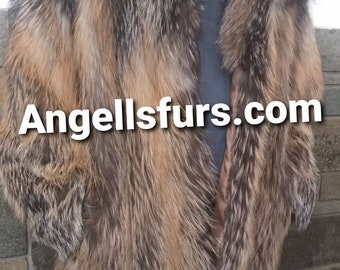 MEN'S FOX Cross Fur Coat!Brand New Real Natural Genuine Fur!