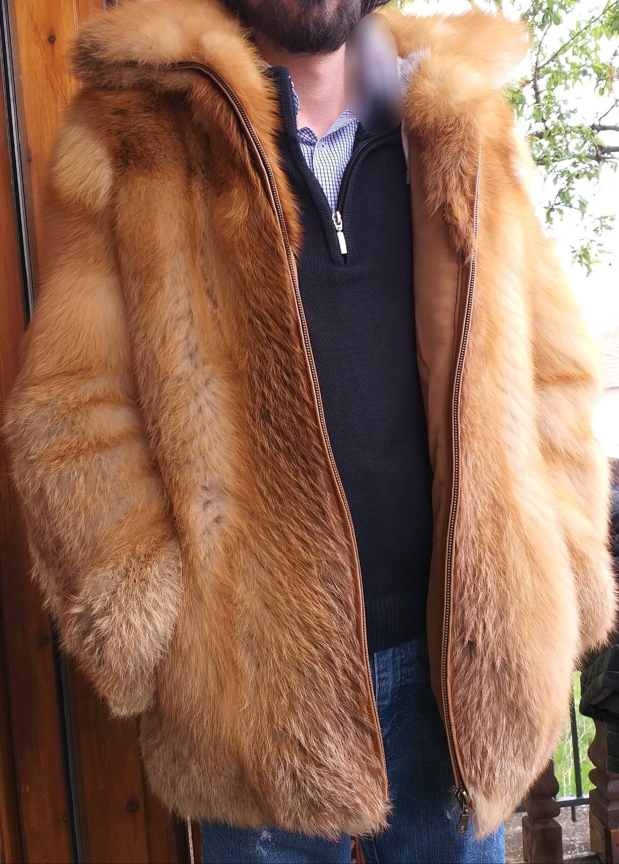 MEN S RED FOX Coat Brand New Real Natural Genuine Fur