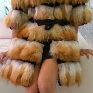Red Fox Fur Coat!Brand New Real Natural Genuine Fur