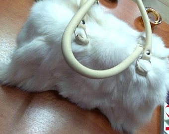 WHITE FOX FUR Bag!Brand New Real Natural Genuine Fur!