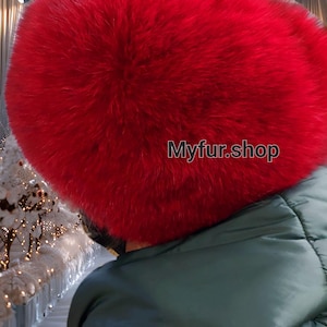 RED COLORED Fox Fullpelt HAT!Brand New Real Natural Genuine Fur!