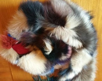 MULTICOLORED FOX scarf! Order in Any color!Brand New Real Natural Genuine Fur!