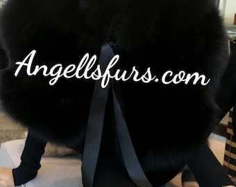 BLACK FULLPELTS FOX Fur Bolero!Brand New Real Natural Genuine Fur!