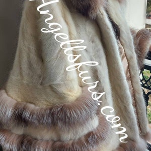 MINK Hooded CAPE fur One Size!Brand New Real Natural Genuine Fur!