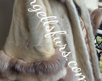 MINK Hooded CAPE fur One Size!Brand New Real Natural Genuine Fur!