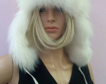 New!Natural,Real White Fox Fur HAT!!!