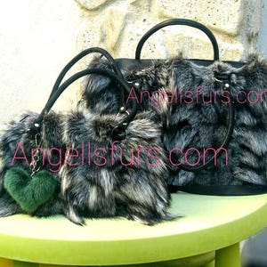 SILVER FOX Fur Bowling Bag!Brand New Real Natural Genuine Fur!