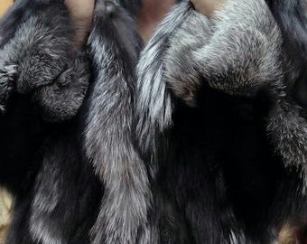 SILVER FOX FUR Coat!Brand New Real Natural Genuine Fur!