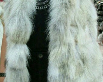 FOX FUR VEST!Brand New Real Natural Genuine Fur
