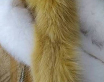 FOX FUR SCARF in Mustard Yellow!Brand New Real Natural Genuine Fur!