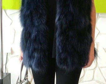 FOX FUR VEST in Blue or Any color you like!Brand New Real Natural Genuine Fur!