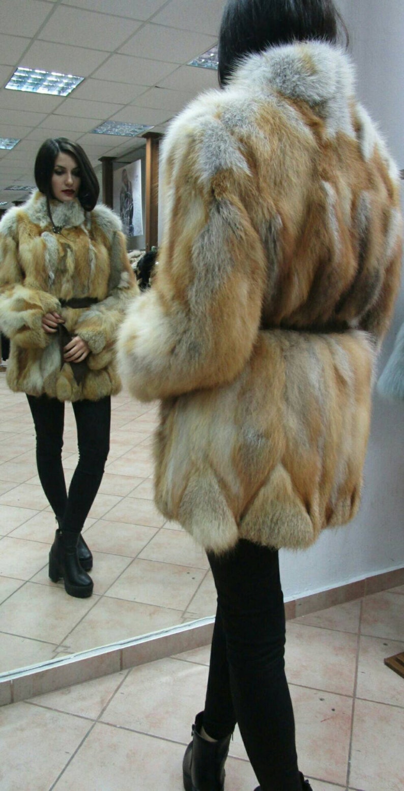 New!Natural Real RED fox coat!