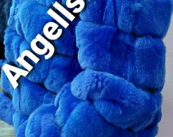 Royal Blue Rex Fur jacket! Order Any Color!Brand New Real Natural Genuine Fur