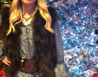 Brown Fox fur Vest!Brand New Real Natural Genuine Fur