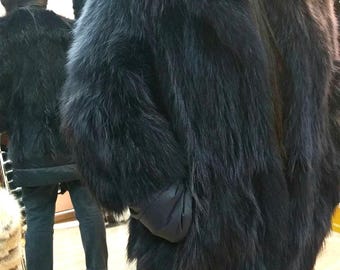Graphite color RACCOON Fur jacket!Brand New Real Natural Genuine Fur