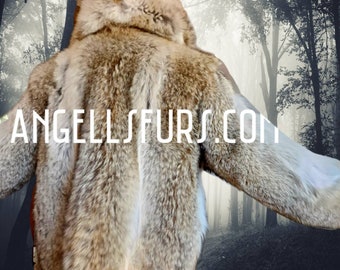 MEN'S COYOTE FURCOAT!Brand New Real Natural Genuine Fur Coat!