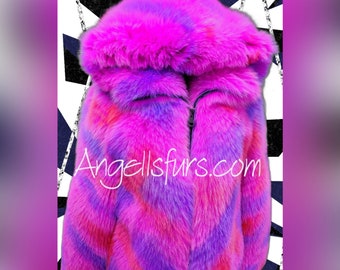 FULLPELT FOX HOODED Jacket!Order Any color!Brand New Real Natural Genuine Fur!