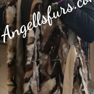 HOODED MINK Fur Long Vest!Brand New Real Natural Genuine Fur