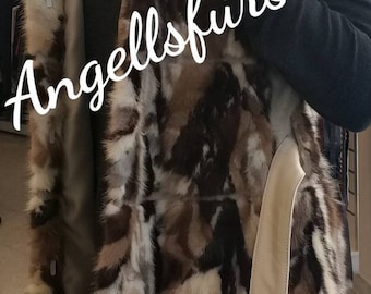 HOODED MINK Fur Long Vest!Brand New Real Natural Genuine Fur