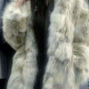 HOODED GOLDEN FOX Fur Coat!Brand New Real Natural Genuine Fur