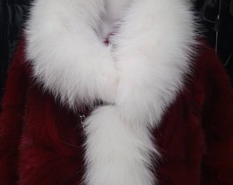 DOUBLE White FOX scarf!Brand New Real Natural Genuine Fur!