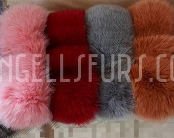FOX FUR FULLPELT Round Elastic Collars-Headbands!Brand New Real Natural Genuine Fur!