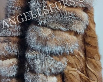 MEN'S MINK FUR Coat with Big Crystal Hood-collar!Brand New Real Natural Genuine Fur!