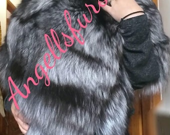 SILVER FOX ETOL Cape!Brand New Real Natural Genuine Fur!