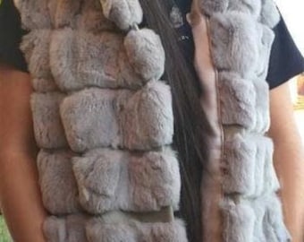 HOODED REX FUR Vest!Order Any color!Brand New Real Natural Genuine Fur!