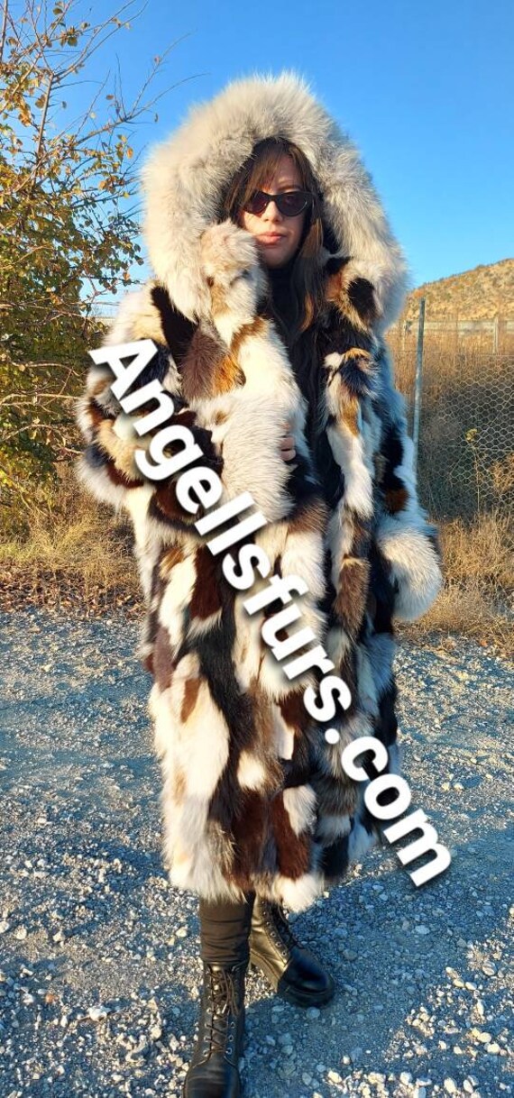 FOX FUR COAT フォックスファーコート リアルファー 超ロング丈 毛皮 FOX MULTICOLORS LONG Fur Coat!brand New Real Natural Genuine Fur