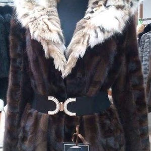 Cappotto di pelliccia di visone marrone con cappuccio! Nuova pelliccia autentica naturale