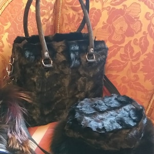 Borsa in pelliccia di visone nero! Nuova di zecca, vera pelliccia naturale!