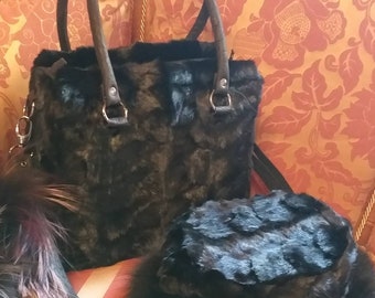 BLACK MINK FUR Bag!Brand New Real Natural Genuine Fur!