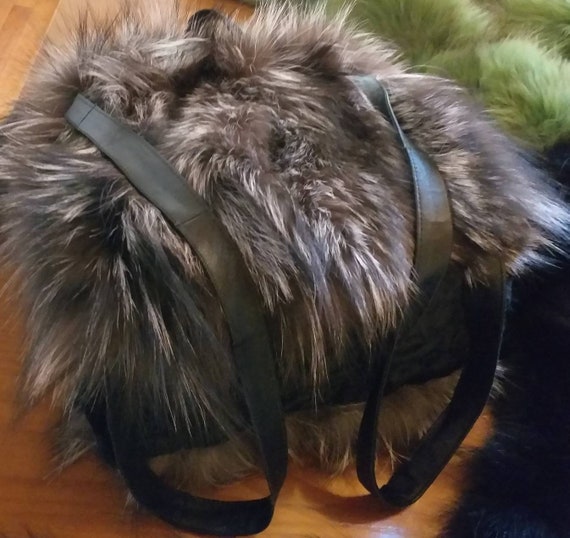 Backpack Bag in SILVER Fox!new and Natural,real Fur Bag! - Etsy display picture 2